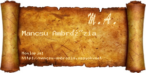 Mancsu Ambrózia névjegykártya